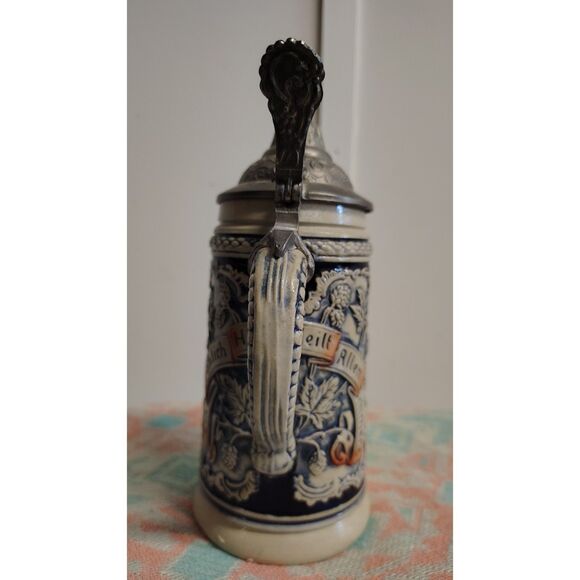 Vintage TheWalt Original 1894 Ein Frolich Herz Heilt Allen Schmerz Beer Stein - Picture 3 of 9